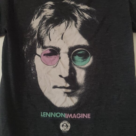 John Lennon Imagine Mens Black Short Sleeve T‎ Shirt Music Band The Beatles - Picture 3 of 7